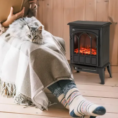 Elektrisk Kamin med LED-Flamma 39 x 23 x 56,5 cm, Svart