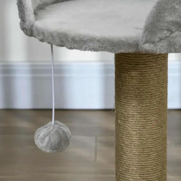 Klösträd Litet Jutegrå av Sisal och Plysch 49 cm Kattsäng Stolpe