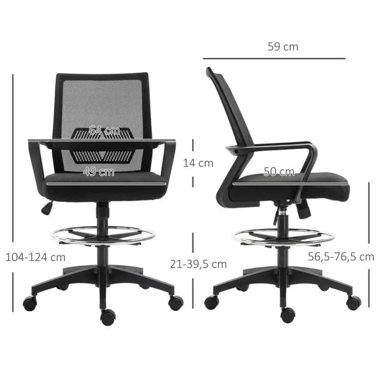 Kontorsstol Höj- och Sänkbar Skrivbordsstol med Fotstöd Ergonomisk