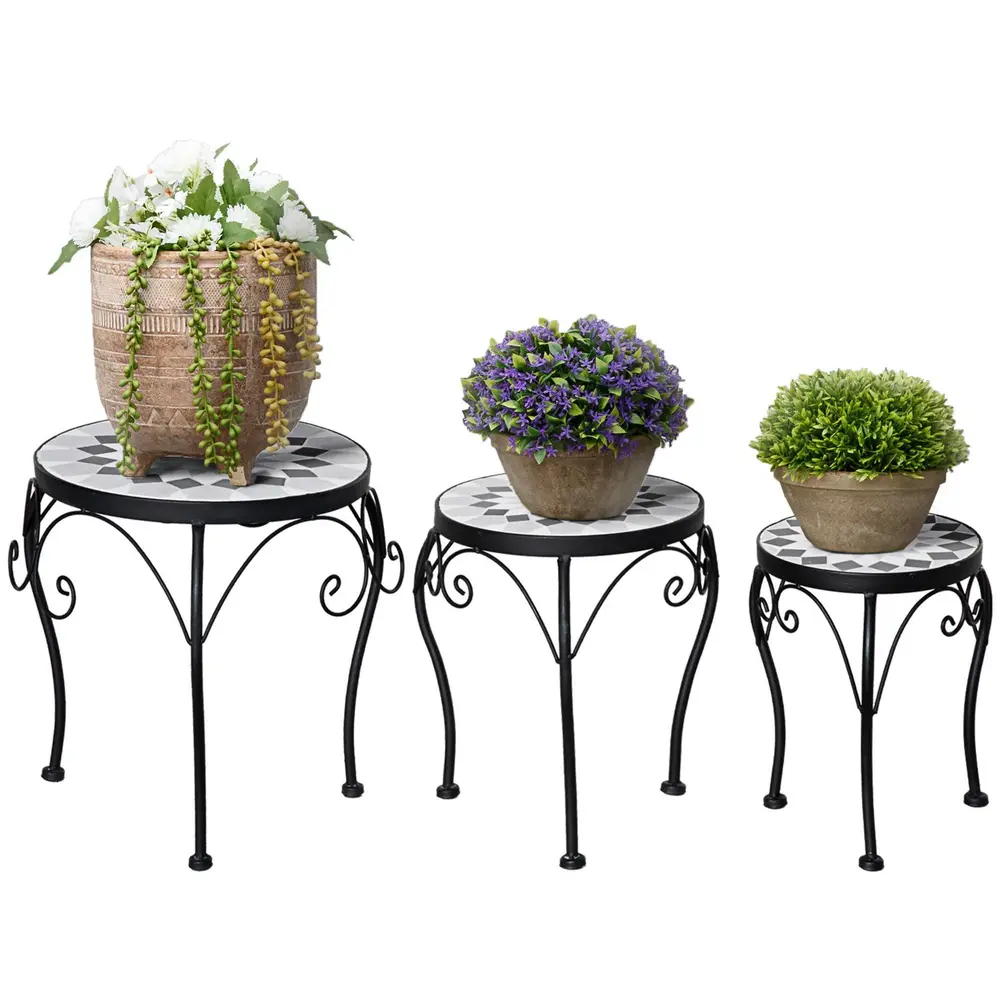 Blomställ i Metall 3-Pack Dekorativa Växtställ