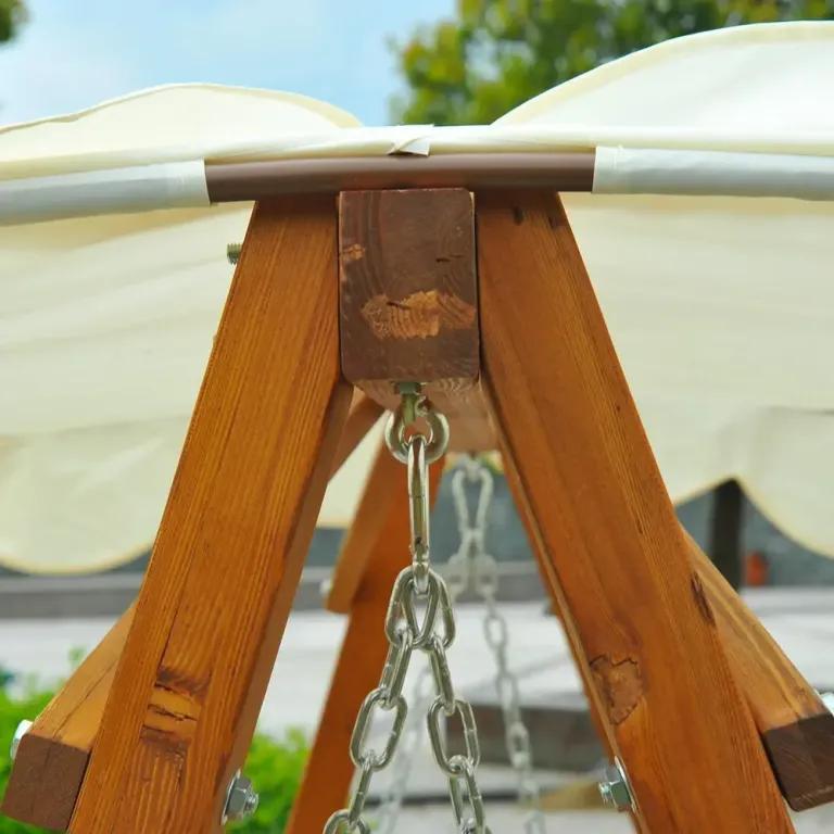 Hammock Massivt Lärkträ Trädgårdsgunga 3 Sits med Tak
