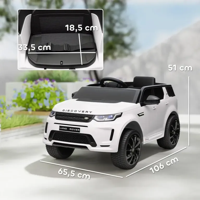 Barnelbil Elbil Vit av Plast för Barn 3-6 År 12 v Fordon Land Rover
