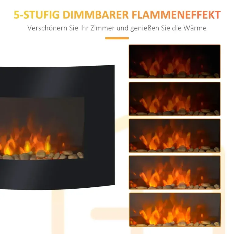 Elektrisk Väggkamin med LED-Flamma 65 x 11,4 x 52 cm