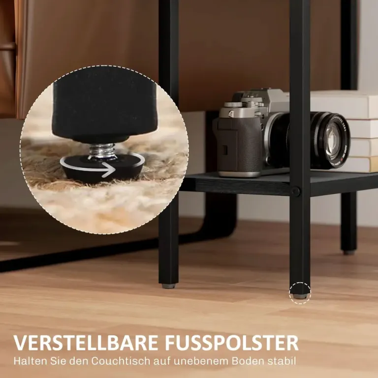 Sidobord 3-Våningsdesign Hyllor i Trälook Stålstomme Industriell