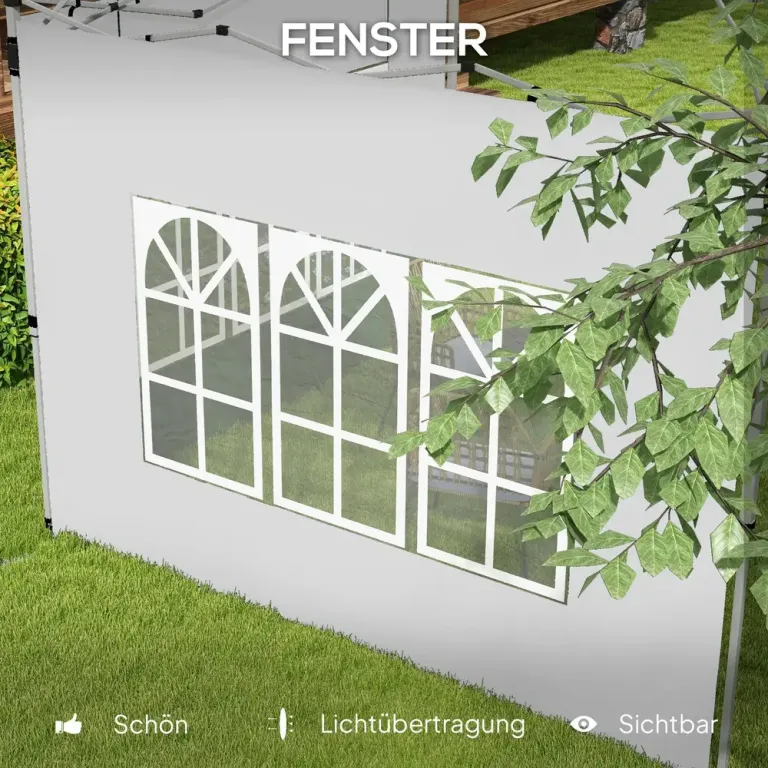 Sidoväggar 2-pack med Fönster för Paviljong Hållbar Vattentät