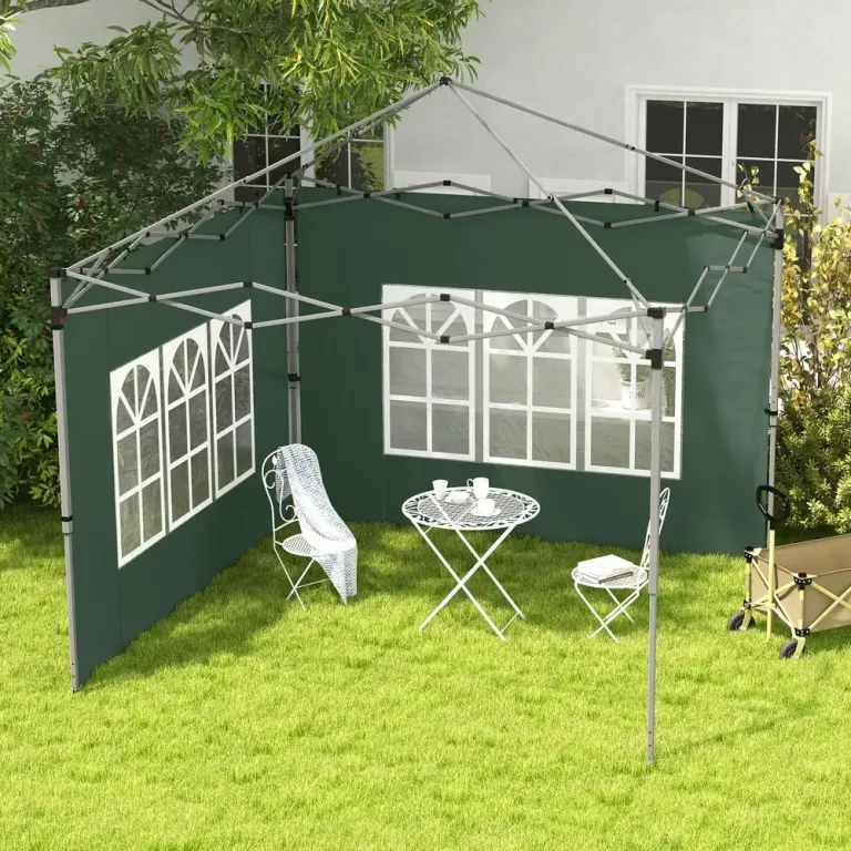 Sidoväggar 2-pack med Fönster för Paviljong Hållbar Grön Vattentät