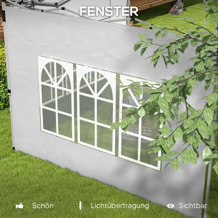 Sidoväggar 2-pack med Fönster för Paviljong Hållbar 3 x 3 m