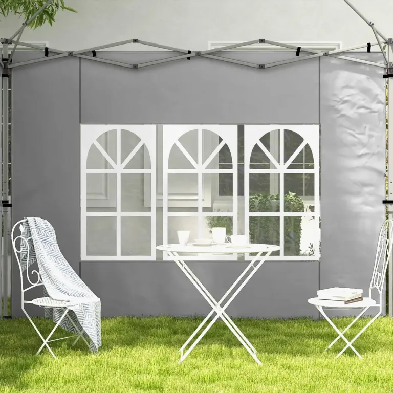 Sidoväggar 2-pack med Fönster för Paviljong Hållbar 3 x 3 m