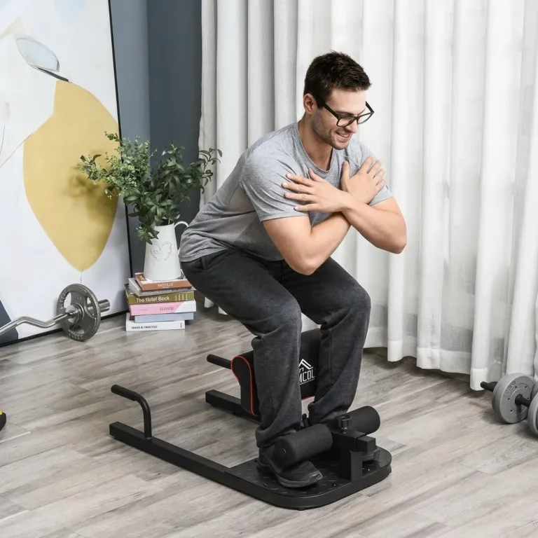 Sissy Squat Maskin 3-i-1 för Ben och Mage, Svart Squats Push