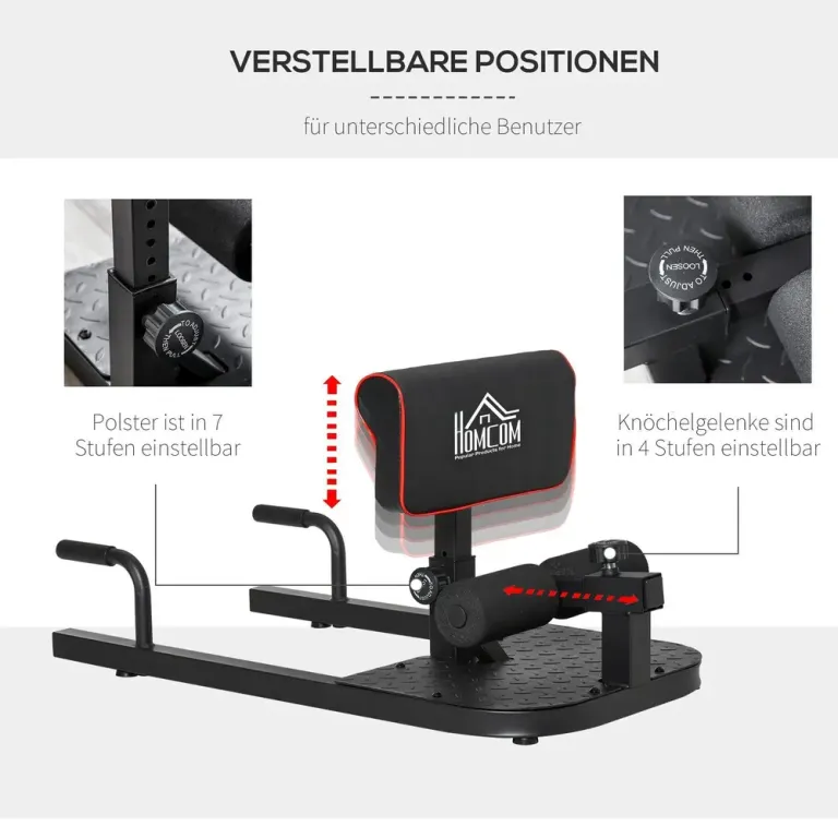 Sissy Squat Maskin 3-i-1 för Ben och Mage, Svart Squats Push