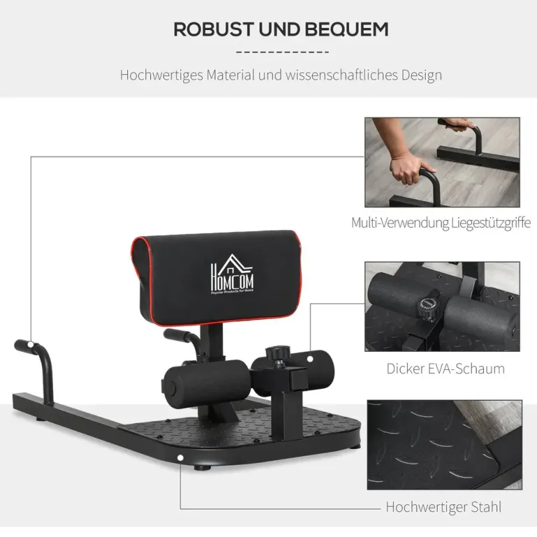 Sissy Squat Maskin 3-i-1 för Ben och Mage, Svart Squats Push