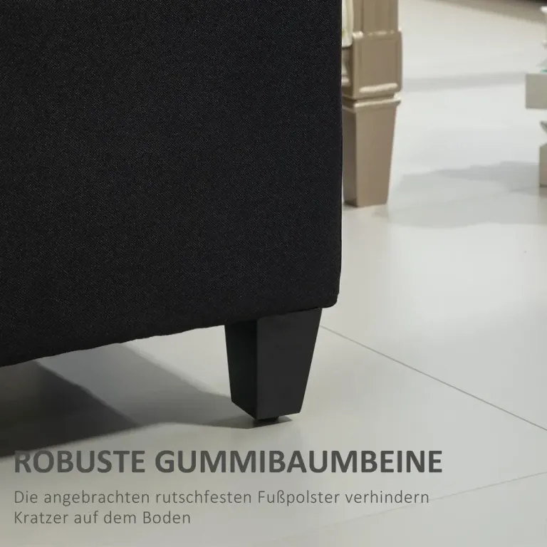 Sittbänk med Förvaring & Knapphäftning Svart Hallbänk Sängbänk Linne