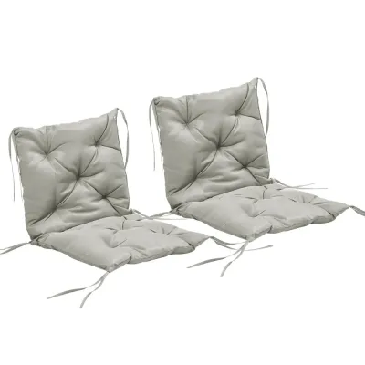 Sittdynor 2-pack med Bindband och Tjock Stolsdynor Hellgrå