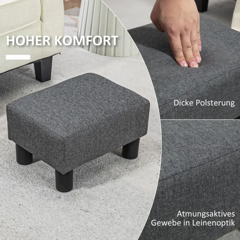 Sittpall med Linnelook Skumfyllning och Plastben Grå Fotpall Benstöd