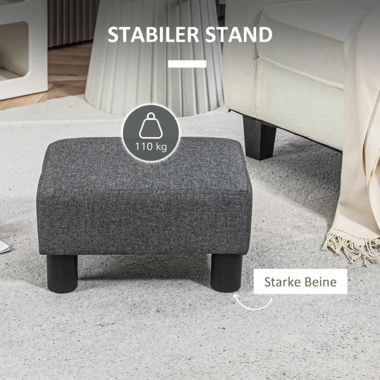 Sittpall med Linnelook Skumfyllning och Plastben Grå Fotpall Benstöd