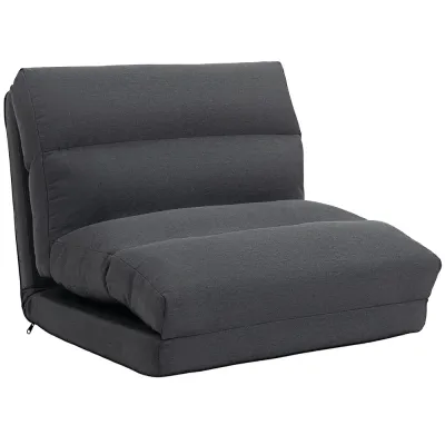 Sittsäck Bäddsoffa Ergonomisk Mörkgrå Tyg för Golvstol Sängfunktion
