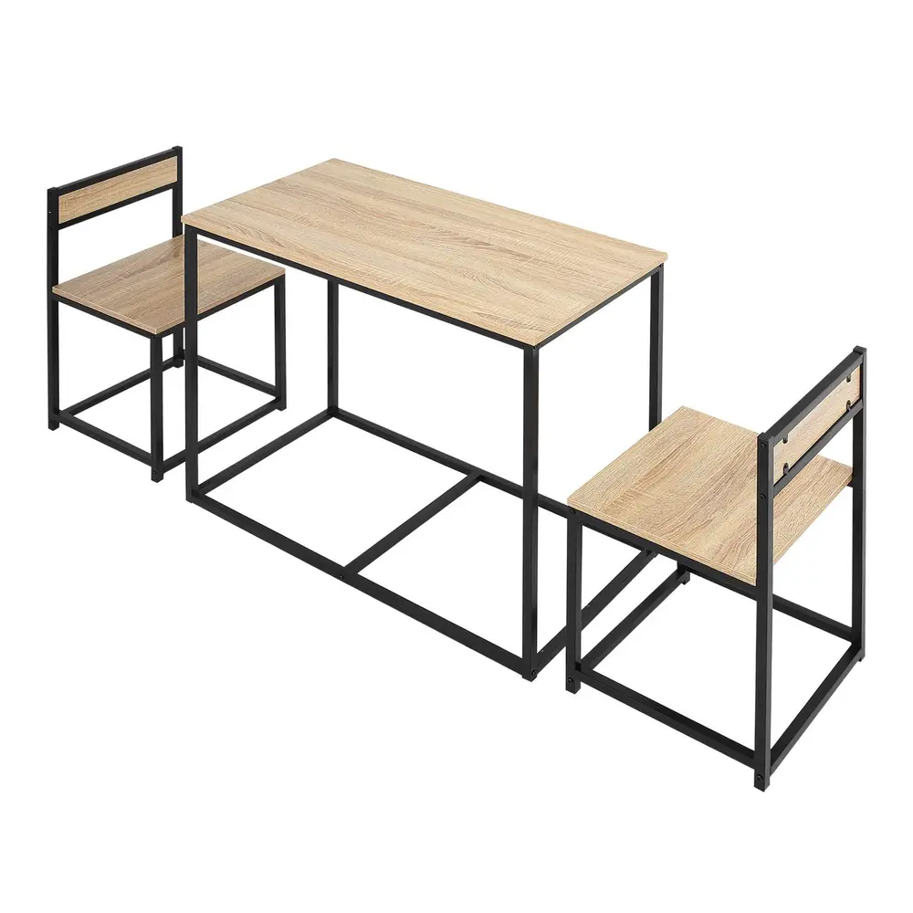 Matbord Matgrupp Set 2 Stolar Ek av Trä och Metall