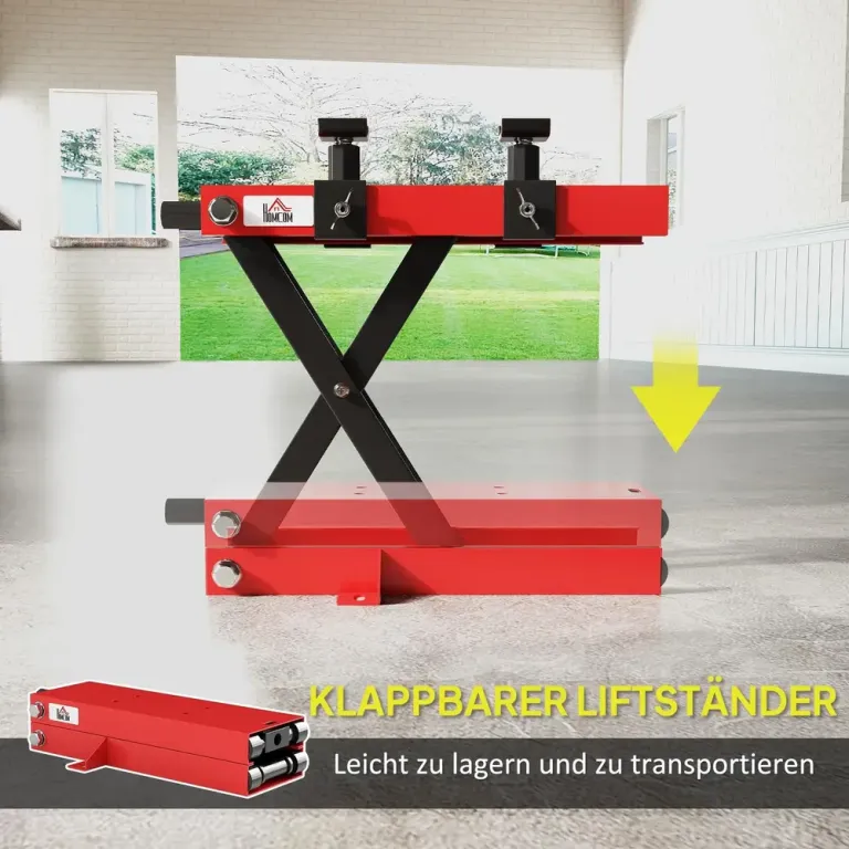 Motorcykellyft Saxlyft Max 500 kg 9,5–40 cm, Röd