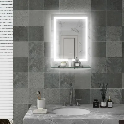 Badrumsspegel Väggspegel Silver av Glas LED 70 x 50 cm