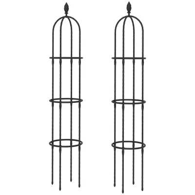 Spaljé Trädgård 2-Pack Svart Stål för Klätterväxter 174 cm