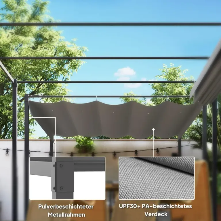Pergola med Utdragbart Tak och UPF30+ Skydd 3 x 3 m