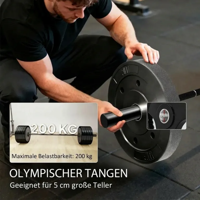 Skivstång Olympisk Rak Svart Stål för Hemmagym 180 Cm Standard