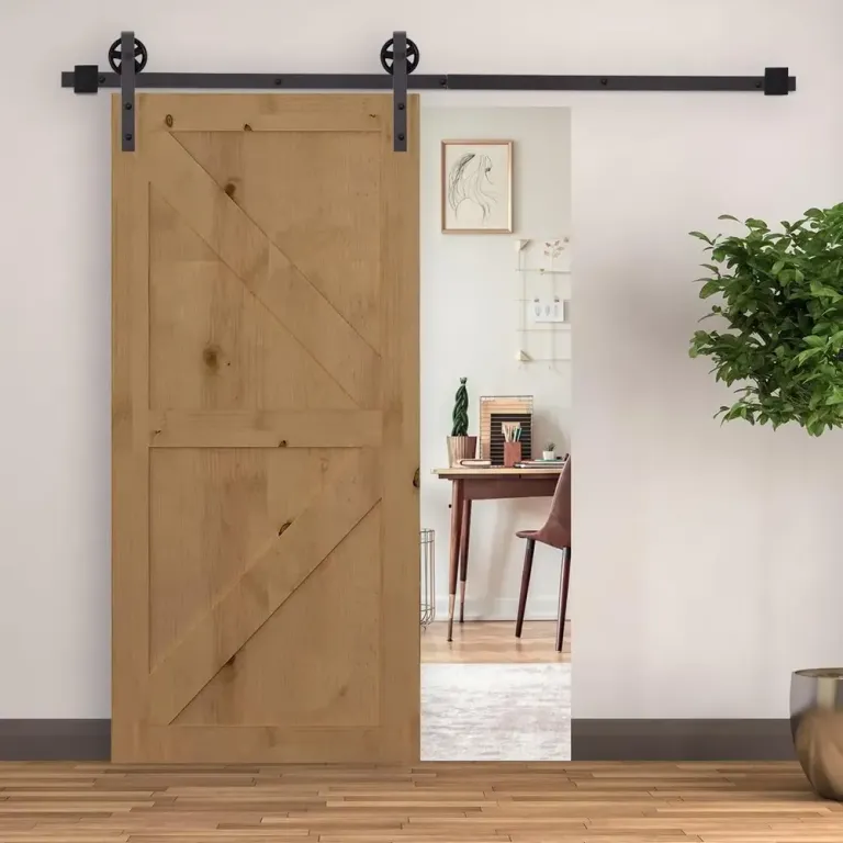 Skjutdörrsbeslag Dörrskena Mörkbrun av Kolstål 183 cm Retro Metall