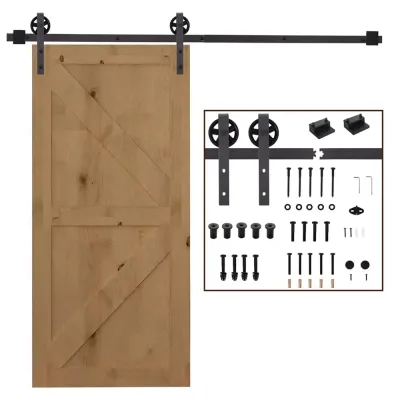 Skjutdörrsbeslag Dörrskena Mörkbrun av Kolstål 183 cm Retro Metall
