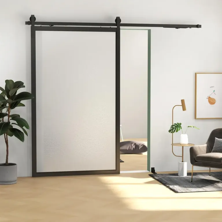 Skjutdörrsbeslag Dörrskena Svart av Kolstål 244 cm Tyst Slät