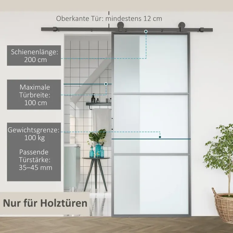 Skjutdörrssats Kolstål Installationssats utan Dörr