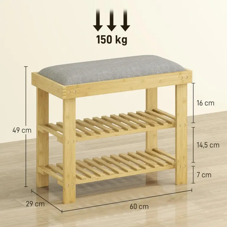 Skobänk Sittbänk med Skoförvaring och Dyna för Entré, Grå