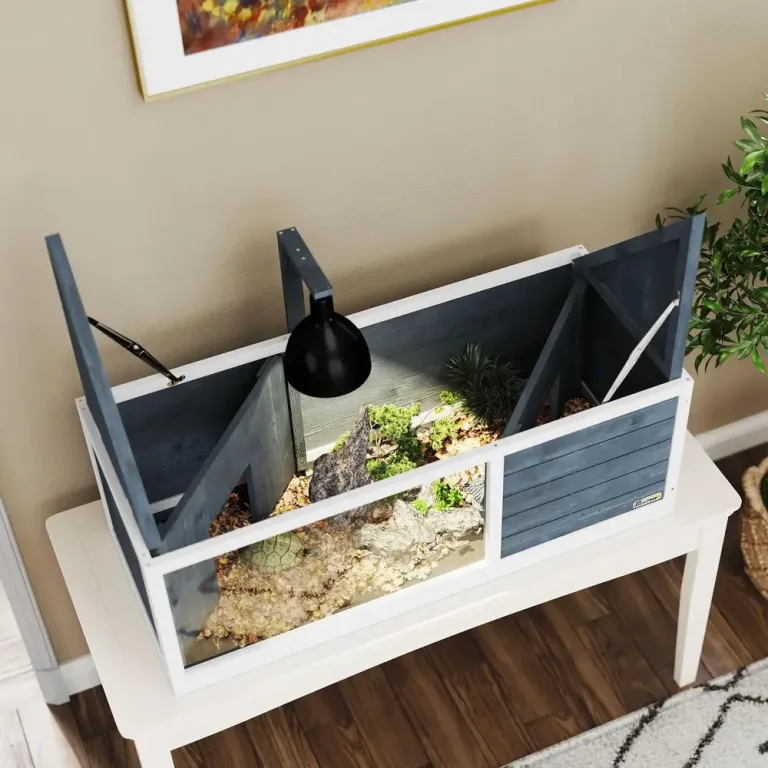 Sköldpaddshus Terrarium med Två Huvudhus Rymligt Lekyta Transparent