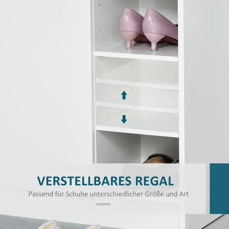 Skoskåp Skoställ Vit av Trä Byrå 2 Hyllor