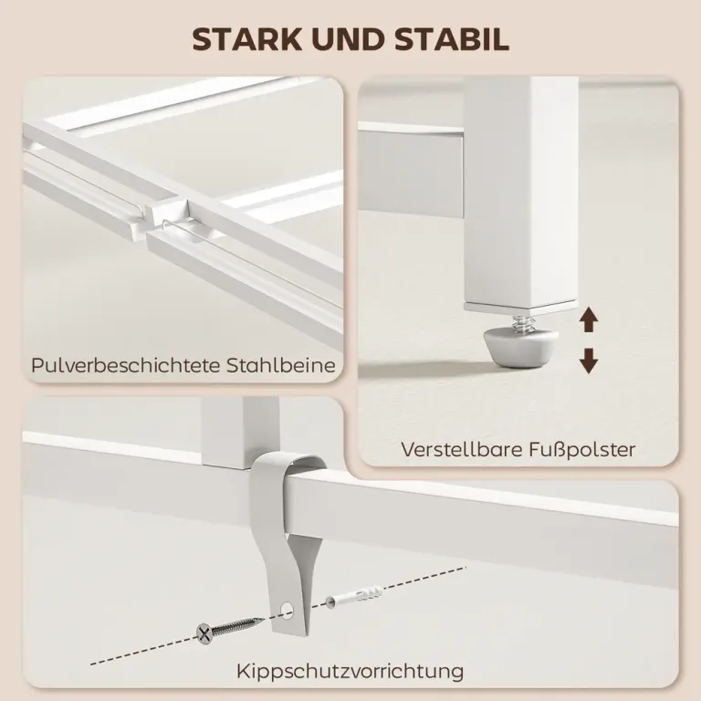 Skrivbord Hopfällbar Platsbesparande Vit MDF Fällbart Metall
