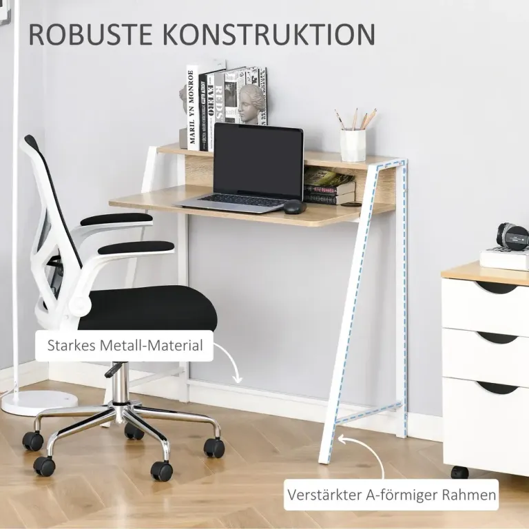 Skrivbord med Förvaring Snyggt Datorbord Skärmställ