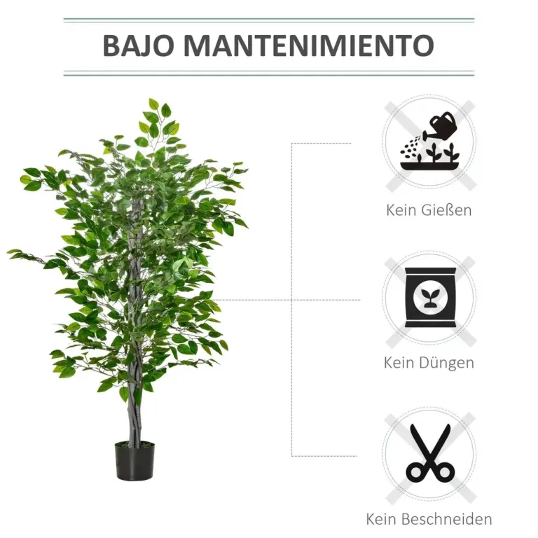 Konstgjord Växt Ficus Konstträd i Kruka Grön 135 cm Ficusväxt Plast
