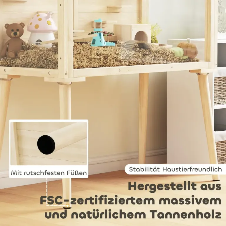Smådjursbur Hamster Naturfärgad Trä och Plast 101 Cm