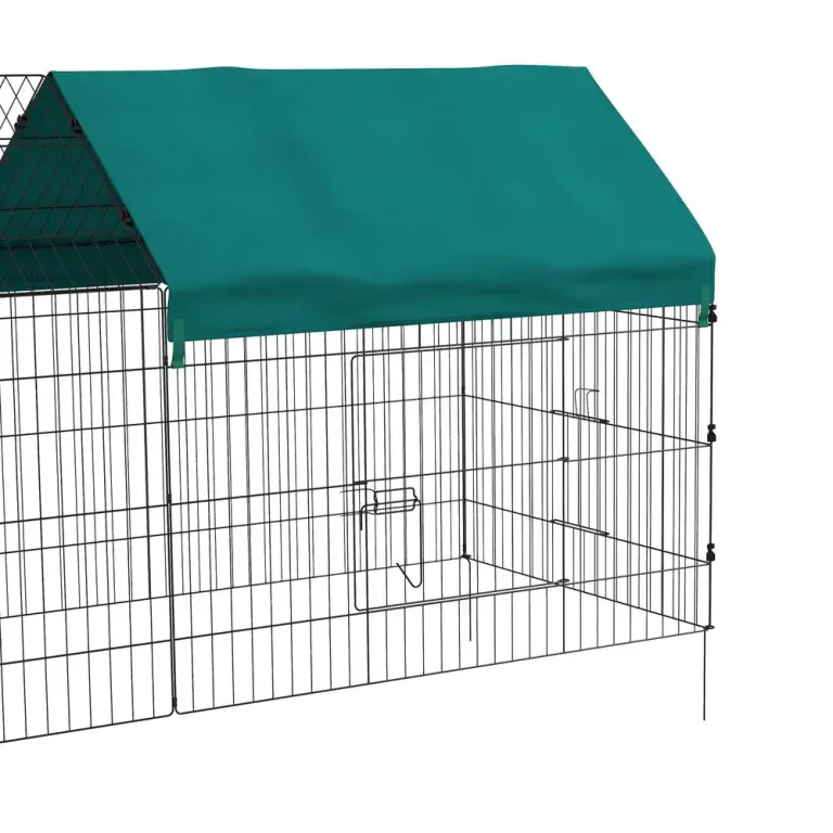 Smådjurshage med Tak 4 Dörrar 220 x 85 x 103 cm