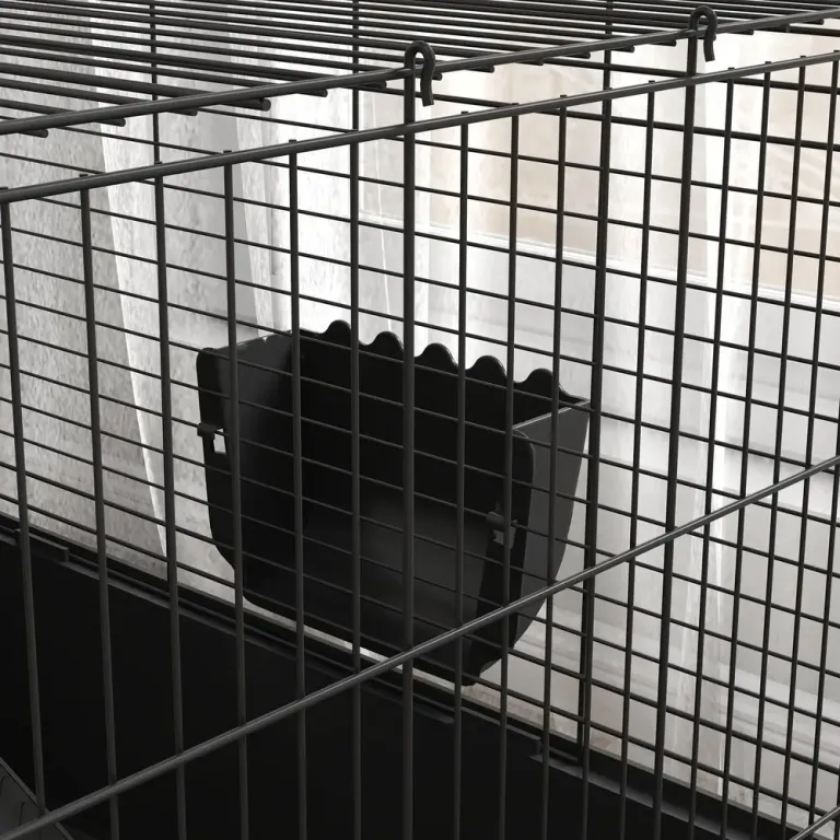 Smådjursstall Bur Svart av Stål Lekhage Kanin Tillbehör Metall