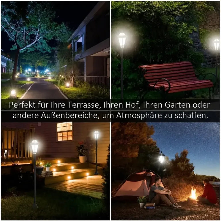 2-Delad Solar Gatubelysning LED IP44 ABS Ø18,5 x H129 cm Stolpe
