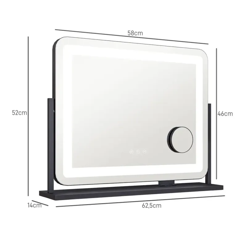 Sminkspegel med LED-Lampor USB-Port 3 Lägen och Roterbar