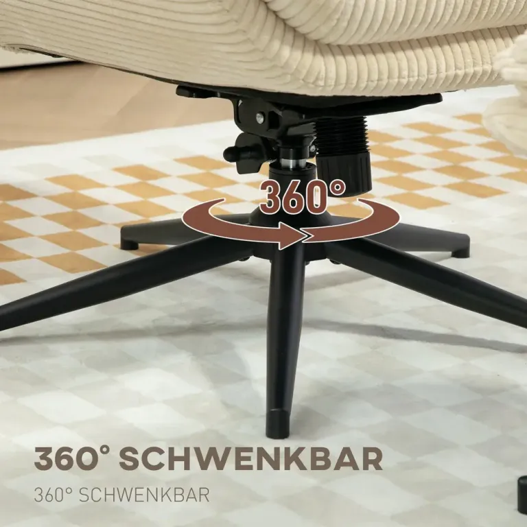 Snurrbar Stoppad Fåtölj med Fotpall Vilstol Relax Manchester Design