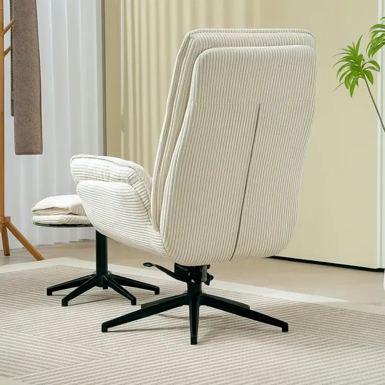 Snurrbar Stoppad Fåtölj med Fotpall Vilstol Relax Manchester Design
