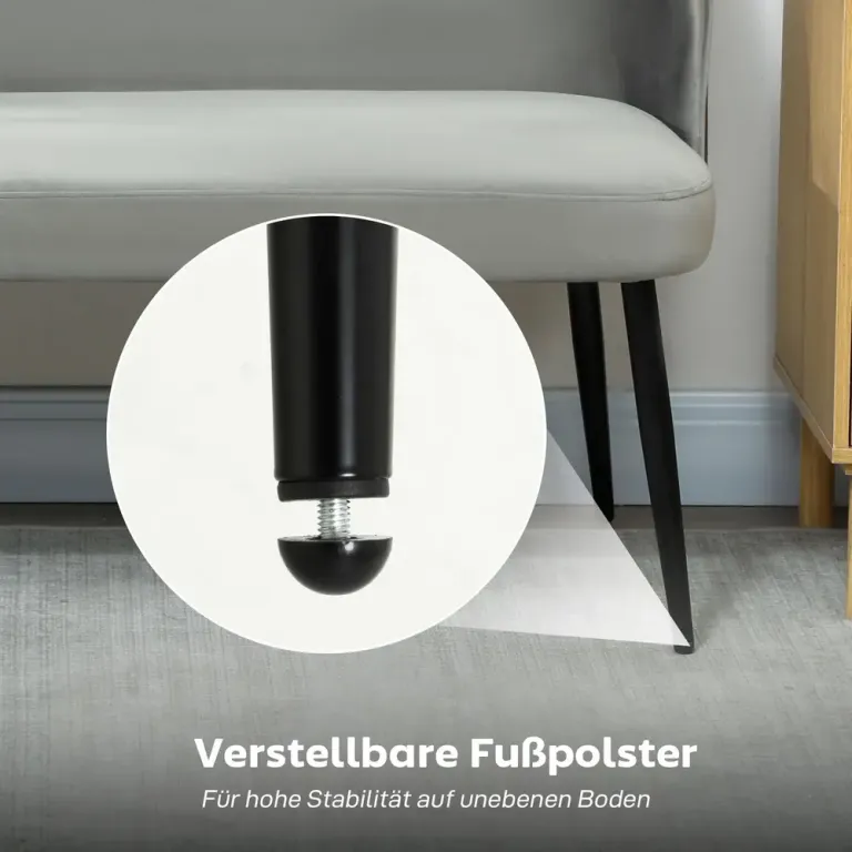 2-Sits Soffa Grå Sammet och Metall Polstrerad 117 cm Sammetstyg