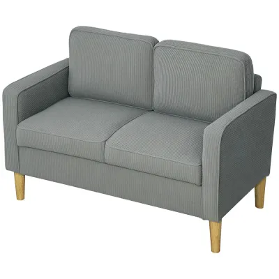 Soffa Loveseat 2-Sits Liten Ljusgrå Manchester Förvaring Träben