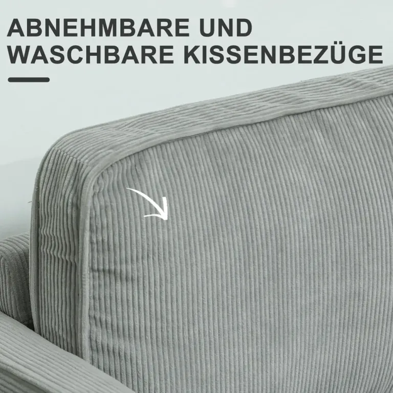 Soffa Loveseat 2-Sits Liten Ljusgrå Manchester Förvaring Träben