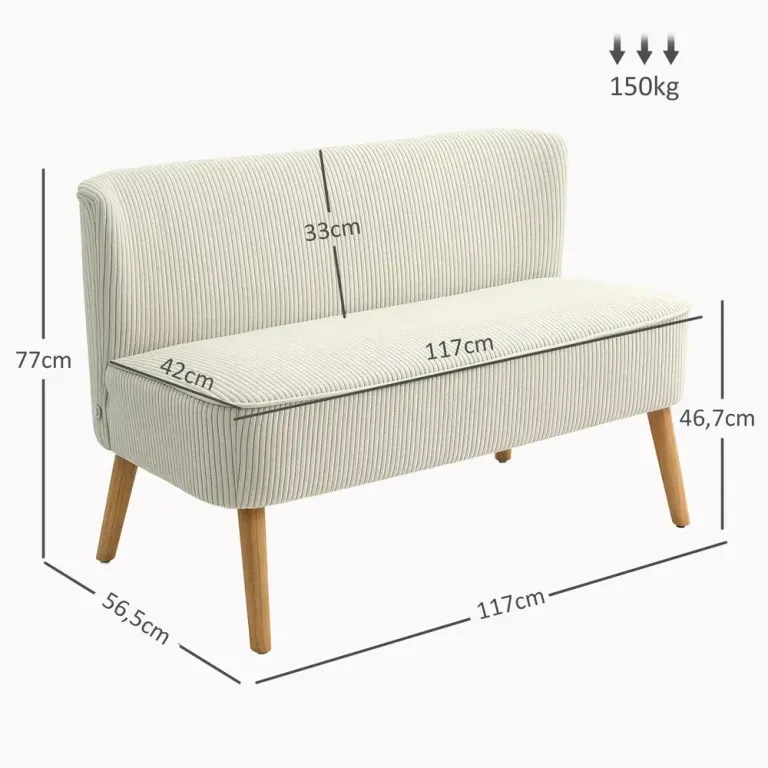 Soffa Loveseat 2-Sits Krämvit Loungesoffa Elegant Scandi Design