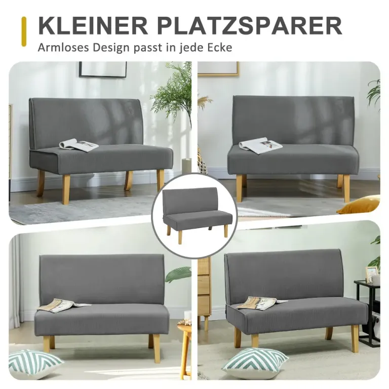 Soffa Loveseat Grå av Tyg Manchester Sits Träben