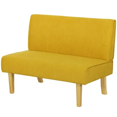 Soffa Loveseat Gul av Tyg Manchester Sits Träben