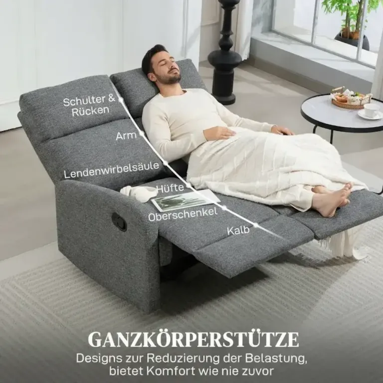Soffa med Individuellt Ryggstöd Fotstöd 2-Sits Relax Fätålj Chenille
